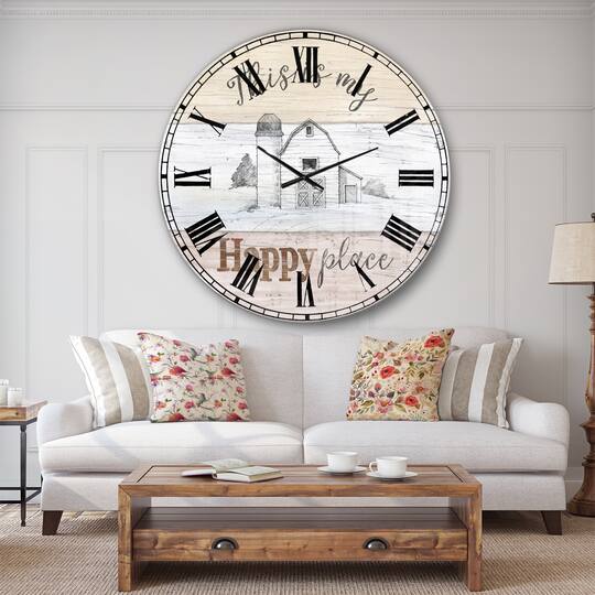 Designart 'Farmhouse Moment Barns Farmhouse Wall Clock